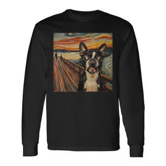 アート、面白いボストン テリア 長袖Tシャツ - Kawaiitshirt