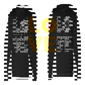 イエロー ひまわり ラブフラワー ひまわり 花柄 かわいい 長袖Tシャツ - Kawaiitshirt