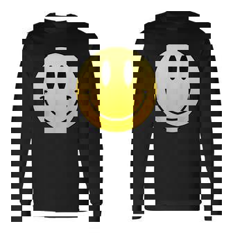 イエロー スマイル ハッピー ピース スマイル フェイス かわいい ユーモア すごい 長袖Tシャツ - Kawaiitshirt