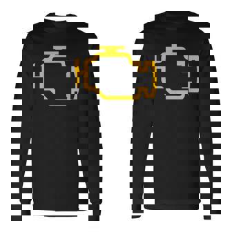 イエローチェックエンジンライト付きtシャツ 長袖Tシャツ - Kawaiitshirt