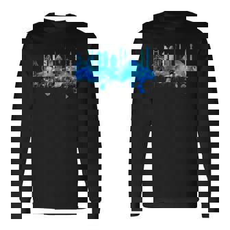 イスタンブールのスカイライン 青いモスク 青い絵 トルコ 長袖Tシャツ - Kawaiitshirt