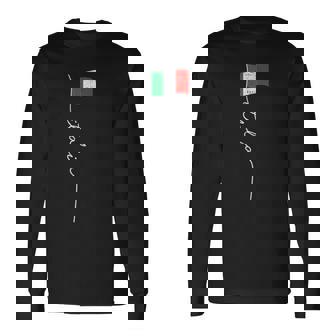 イタリアシグネチャーフラッグポール エレガントな愛国的なイタリア国旗 長袖Tシャツ - Kawaiitshirt