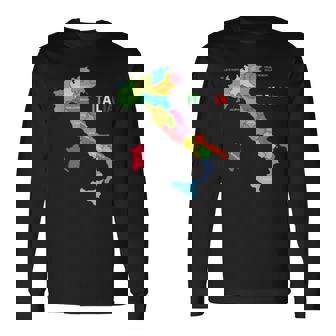 イタリア地図ブーツ 国旗 イタリア 長袖Tシャツ - Kawaiitshirt