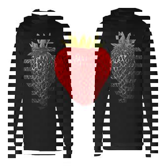 イチゴ イラスト アート フルーツ グラフィック モチーフ 長袖Tシャツ - Kawaiitshirt