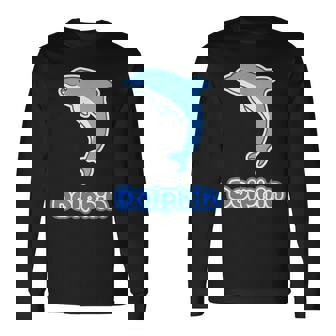 イルカ Dolphin ドルフィン【どうぶつフレンズ】水族館 海の生き物 ゆるくて かわいい 動物 イラスト 長袖Tシャツ - Kawaiitshirt