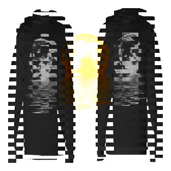 イルカ 海 夕日 月 反射 自然 恋人 ギフト 長袖Tシャツ - Kawaiitshirt