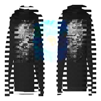 イルカと北のシロクマ、ライトとイルカ 長袖Tシャツ - Kawaiitshirt