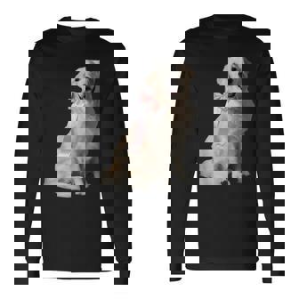 イングリッシュクリーム ゴールデンレトリバー 子犬 ピンク リボン クリーン ガール 長袖Tシャツ - Kawaiitshirt