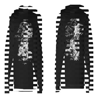 イングリッシュセッター 犬 モチーフ ペット イラスト イングリッシュセッター 長袖Tシャツ - Kawaiitshirt