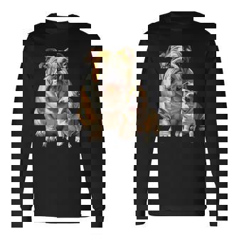 イングリッシュブルドッグの子犬とイングリッシュブルドッグ 長袖Tシャツ - Kawaiitshirt