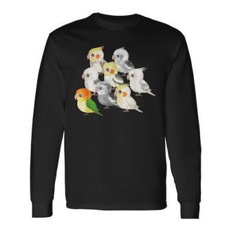 インコ かわいい 小鳥 ペット おもしろ 動物 イラスト 長袖Tシャツ - Kawaiitshirt