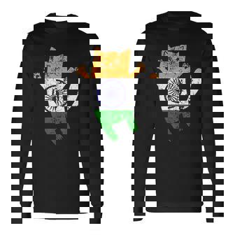インド国旗 インド猫 長袖Tシャツ - Kawaiitshirt
