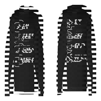 イート・スリープ・チェロ・リピート 長袖Tシャツ - Kawaiitshirt