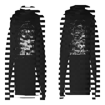 ウィトルウィウス的人体図 ドラム 面白tシャツ レオナルドダヴィンチ おもしろ ドラマー 服 音楽 メンズ 長袖Tシャツ - Kawaiitshirt