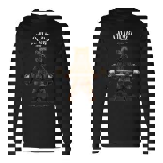 ウェイトリフティング 筋トレ バーベル やる気がないなら家に帰れ グリズリーベア クマ 長袖Tシャツ - Kawaiitshirt