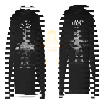 ウェイトリフティング 筋トレ バーベル やる気がないなら家に帰れ柴犬 しばいぬ 犬 長袖Tシャツ - Kawaiitshirt