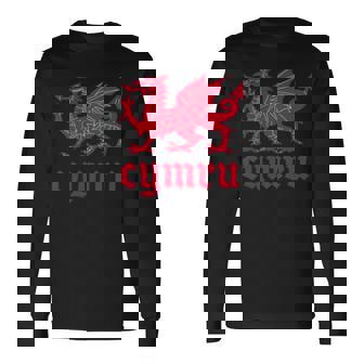 ウェールズ・ウェールズ・ウェールズ・シムレーグ・レッド・ウェールズ・ドラゴン 長袖Tシャツ - Kawaiitshirt