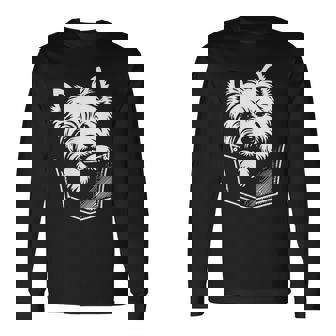 ウエスト ハイランド ホワイト テリア犬の覗くウェスティ デザイン 長袖Tシャツ - Kawaiitshirt