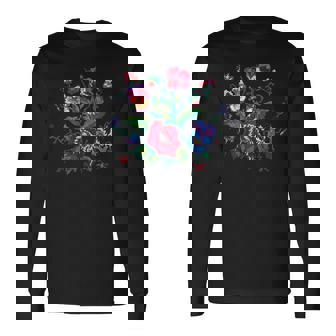 ウクライナの国民服ウクライナの刺繍の花 長袖Tシャツ - Kawaiitshirt
