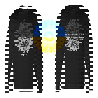 ウクライナの平和ひまわり苦しめられた青と黄色 長袖Tシャツ - Kawaiitshirt