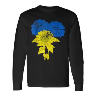 ウクライナ国旗 ひまわり ヴィンテージ ウクライナ支援 ウクライナ 長袖Tシャツ - Kawaiitshirt