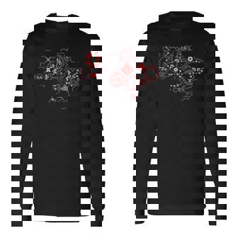 ウクライナ地図 ヴィシバンカ風 Ua刺繍 長袖Tシャツ - Kawaiitshirt