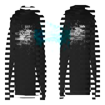 メンズ ウミガメ 風景 亀 長袖Tシャツ - Kawaiitshirt