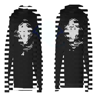 エイ エイの裏側 顔 笑顔 魚類 シンプル 簡単 かわいい おもしろ イラスト エイ好き 長袖Tシャツ - Kawaiitshirt