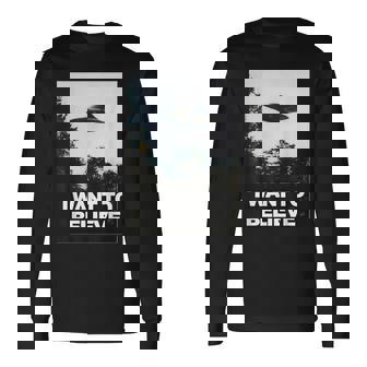 エイリアン Ufo ハンターシャツ I Want To Believe 長袖Tシャツ - Kawaiitshirt