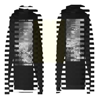 エイリアン Ufo ファニー キャッツ エイリアンの侵略猫 長袖Tシャツ - Kawaiitshirt