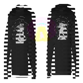 エイリアン Ufo ファニー キャット おもしろ 猫好き 猫飼い 猫 ネコ ねこ 黒猫 くろねこ好き 面白い 長袖Tシャツ - Kawaiitshirt