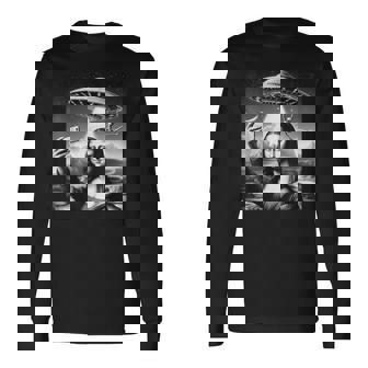 エイリアンufoモナリザと面白いセルフィー 長袖Tシャツ - Kawaiitshirt