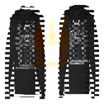 エジプト トリニティ ゴールデンホルス オシリスとイシスの像 長袖Tシャツ - Kawaiitshirt