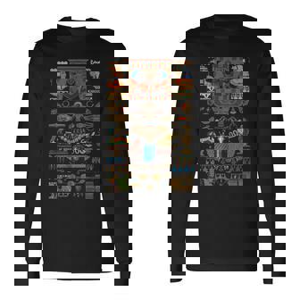 エジプトの多色オーナメント ヒエログリフ ヒエログリフ 長袖Tシャツ - Kawaiitshirt