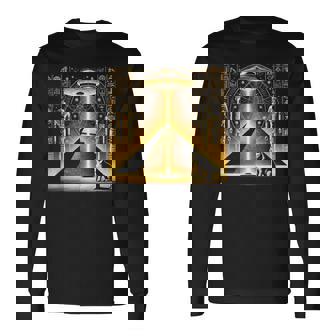 エジプトピラミッドufo猫と光エネルギー Egypt Ufo Pyramid Beam 長袖Tシャツ - Kawaiitshirt