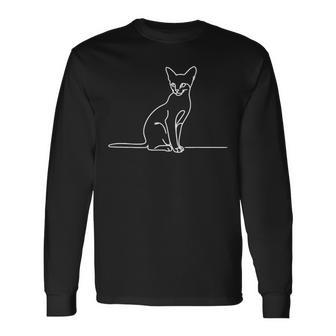 エレガントなラインアート アビシニアン猫 長袖Tシャツ - Kawaiitshirt