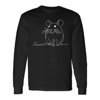 エレガントなラインアート ダンボラット ペット ラット 長袖Tシャツ - Kawaiitshirt