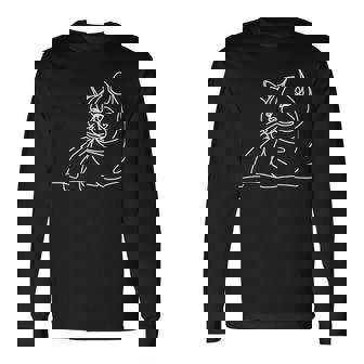 エレガントなラインアート ブリティッシュショートヘアの猫 長袖Tシャツ - Kawaiitshirt