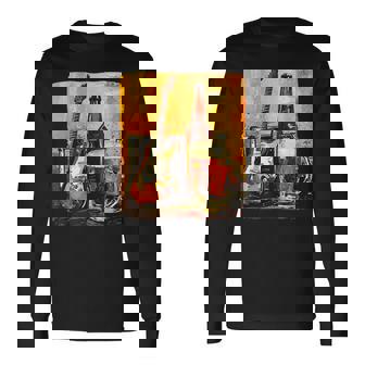 エレキギター好きのための酒とビールのロックギター 長袖Tシャツ - Kawaiitshirt