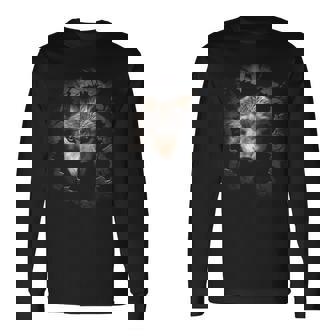 オオカミ イラスト 抽象画 動物 プリント グラフィック オオカミ 長袖Tシャツ - Kawaiitshirt