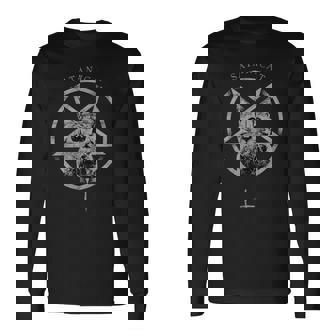 オカルト ゴシック グランジ サタン 猫 悪魔 ブラック バフォメット パンク 666 長袖Tシャツ - Kawaiitshirt