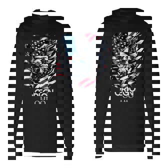 オレゴン州オハイオ州 7月4日 アメリカ国旗 長袖Tシャツ - Kawaiitshirt