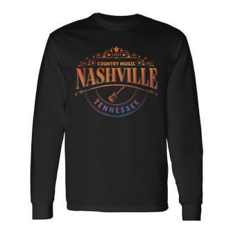 オンブレ カントリーミュージック テネシー州ナッシュビル バケーション お土産 長袖Tシャツ - Kawaiitshirt