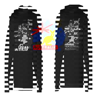 オーストラリア国旗マップ コンチネント カンガルー コアラ 長袖Tシャツ - Kawaiitshirt