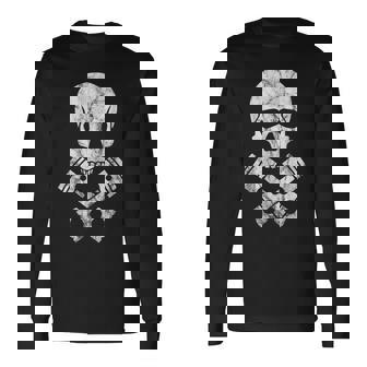 オートバイのホットロッドスカルとクロスボーンピストン 長袖Tシャツ - Kawaiitshirt