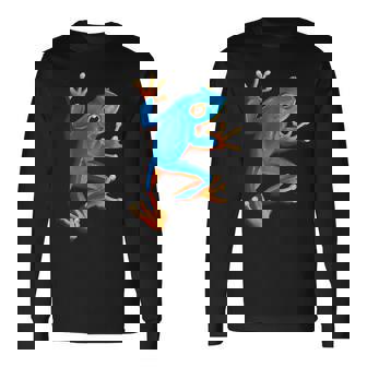 カエルの恋人-青いカエル 長袖Tシャツ - Kawaiitshirt