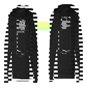 カエルポケットにカエルポケットペットカエルグリーンカエルポケット 長袖Tシャツ - Kawaiitshirt