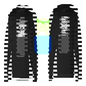 カッパ くん『いん・ざ・ぽけっと』河童【どうぶつフレンズ】きゅうり 妖怪 ゆるくて かわいい イラスト 長袖Tシャツ - Kawaiitshirt