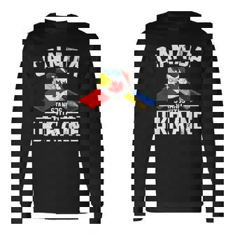 カナダはウクライナのウクライナのカナダの旗のtシャツで立ちます 長袖Tシャツ - Kawaiitshirt