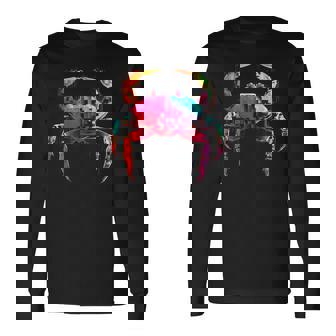 カニ カラフル 幾何学 動物 アート グラフィック モチーフ カニ 長袖Tシャツ - Kawaiitshirt